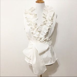 Cartise White Blouse beautiful collar size 8.
